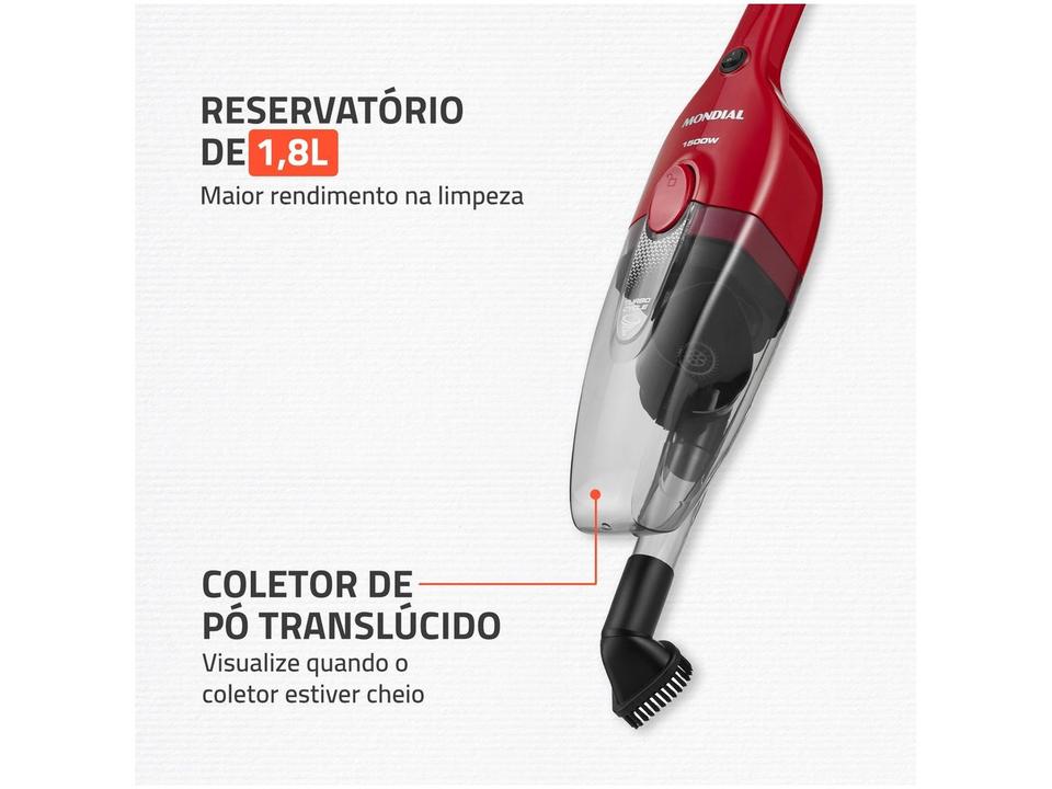 Aspirador de Pó 2 em 1 Mondial 1500W Turbo Cycle AP-40-R Vermelho e Preto - 4
