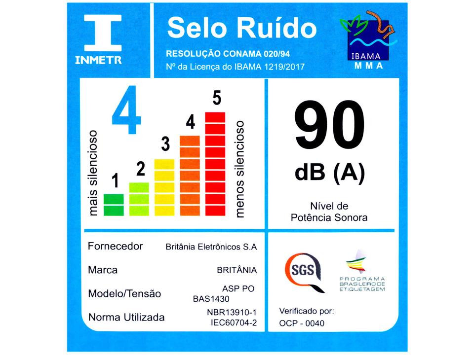 Aspirador de Pó Compacto Britânia 3 Acessórios 1250W BAS1430 - 10