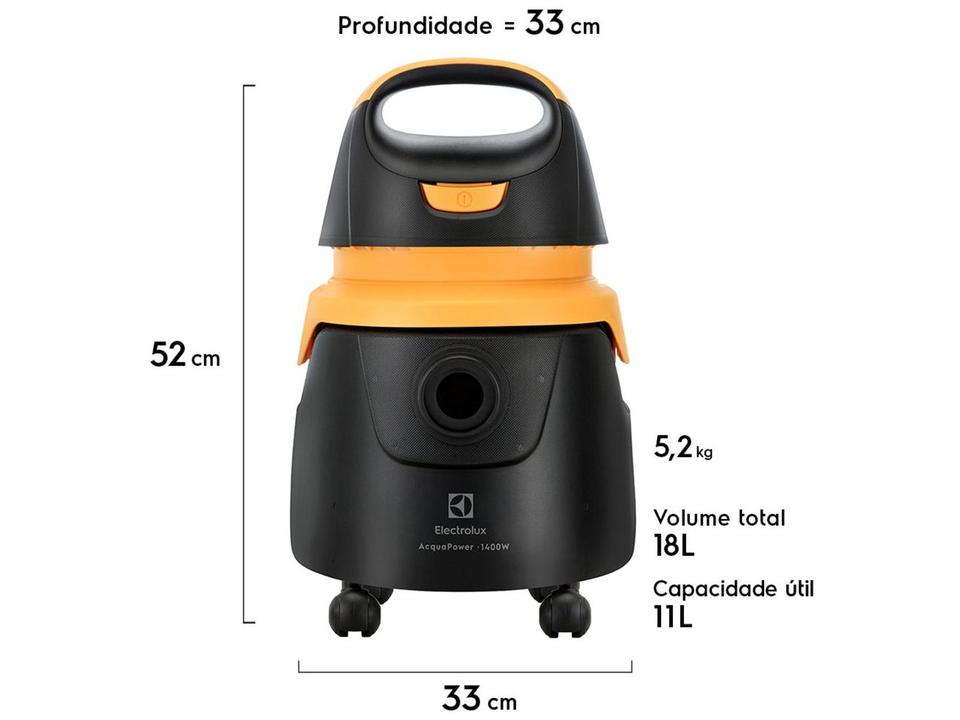 Aspirador de Pó e Água Electrolux 1400W Acqua Power Preto e Amarelo AQP20 - 1