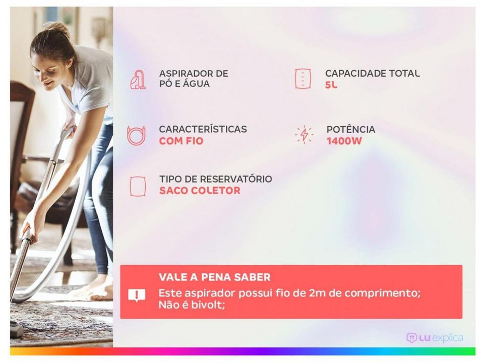 Aspirador de Pó e Água Electrolux 1400W AWD01 Preto 3011AH - 1