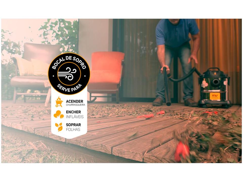 Aspirador de Pó e Água Wap GTW Inox 20 com Porta Acessórios 1600W Inox e Preto - 19