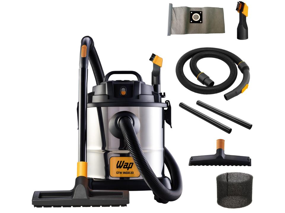 Aspirador de Pó e Água Wap GTW Inox 20 com Porta Acessórios 1600W Inox e Preto - 1