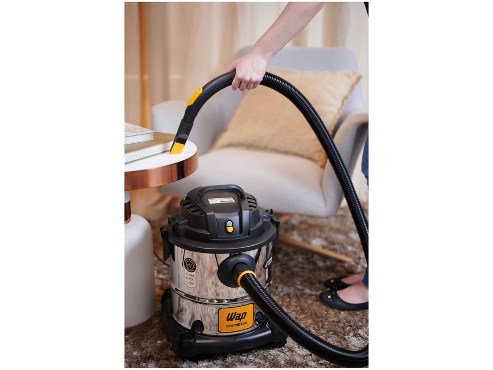 Aspirador de Pó e Água Wap GTW Inox 20 com Porta Acessórios 1600W Inox e Preto - 17