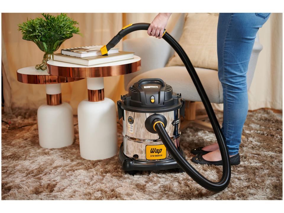 Aspirador de Pó e Água Wap GTW Inox 20 com Porta Acessórios 1600W Inox e Preto - 18