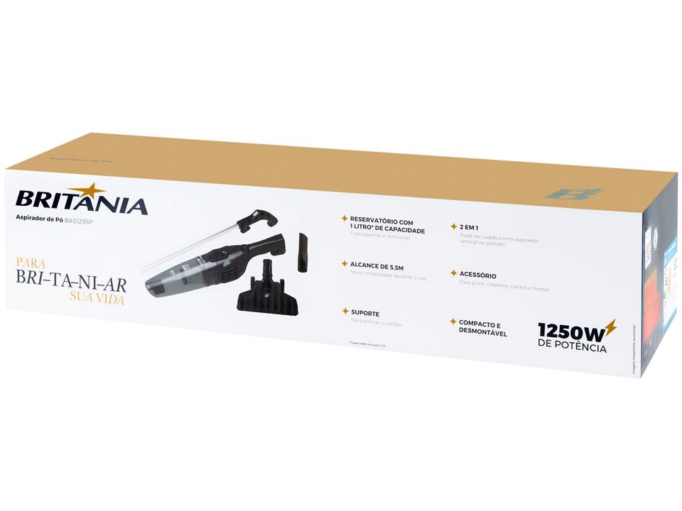 Aspirador de Pó Vertical Britânia Filtro HEPA 1250W BAS1295P Preto - 16
