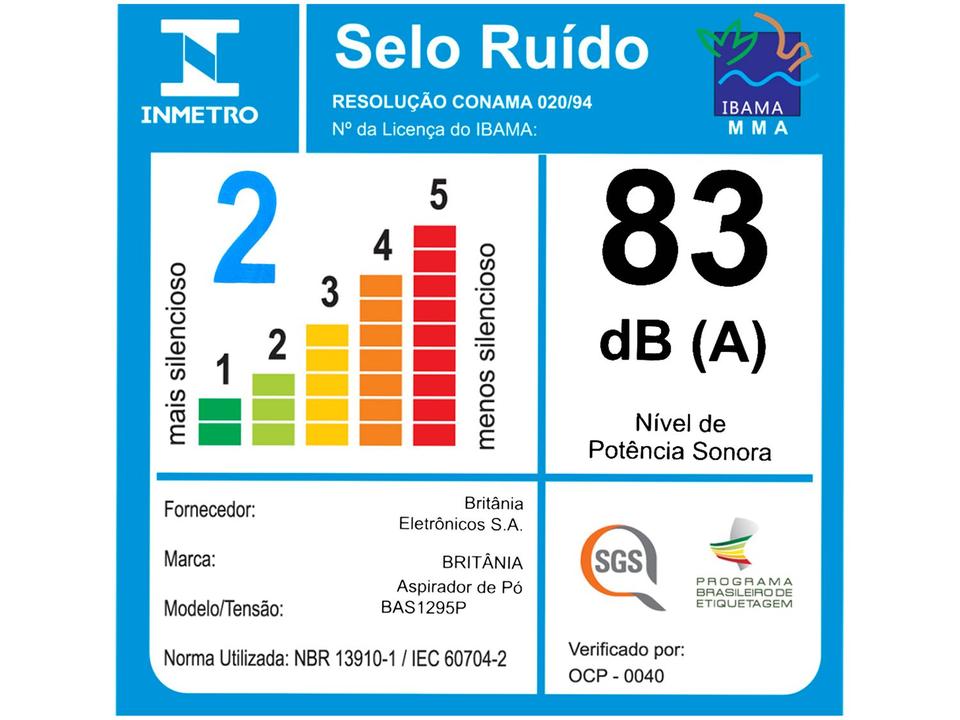 Aspirador de Pó Vertical Britânia Filtro HEPA 1250W BAS1295P Preto - 14