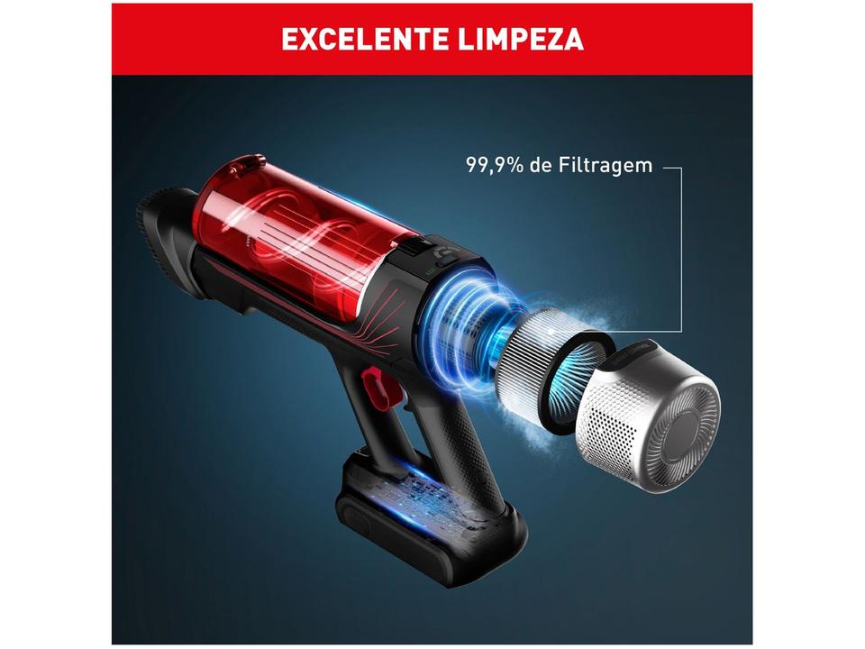 Aspirador de Pó Vertical e Portátil Arno sem Fio a Bateria 250W X-Force Flex 9.60 RH20 Vermelho - 3