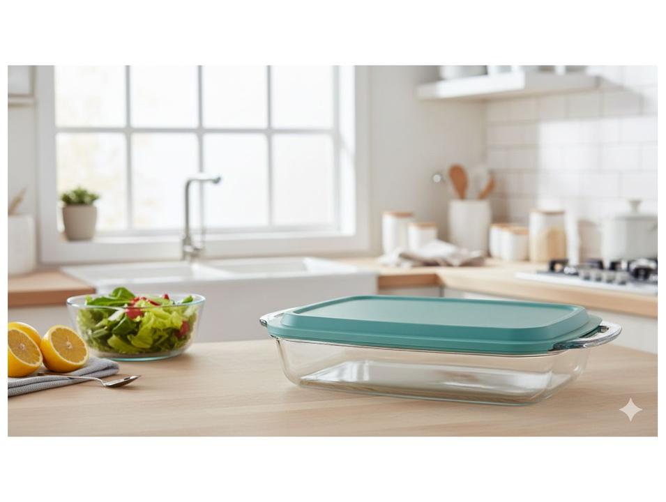 Assadeira de Vidro Retangular Marinex Seletta 23,2x37,1cm - 1