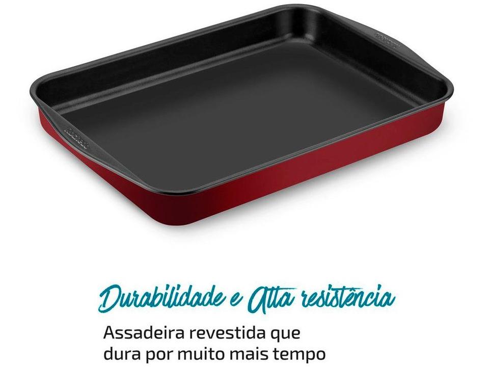 Assadeira para Bolo de Alumínio Antiaderente Retangular Rochedo Dura Mais - 11