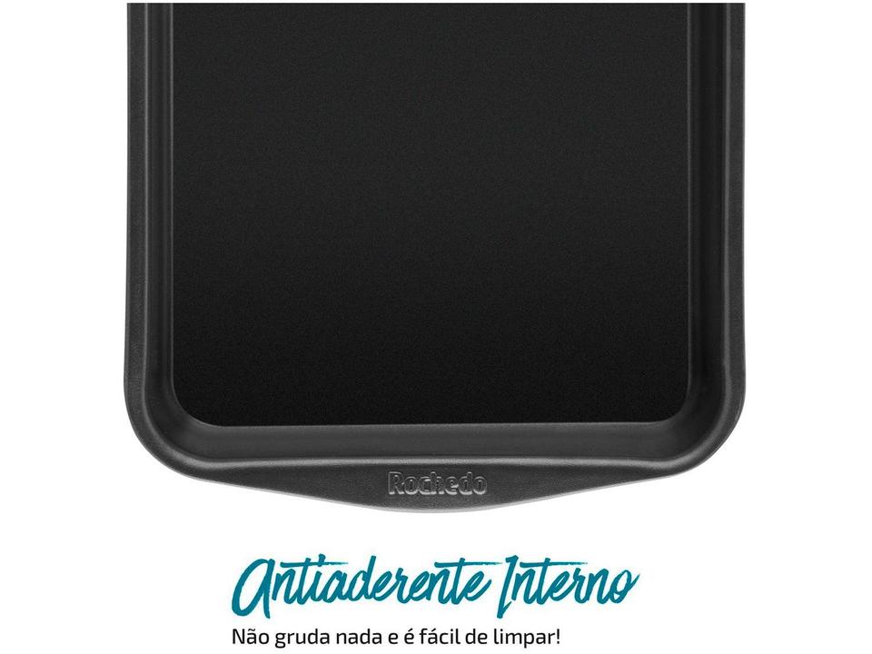 Assadeira para Bolo de Alumínio Antiaderente Retangular Rochedo Dura Mais - 12