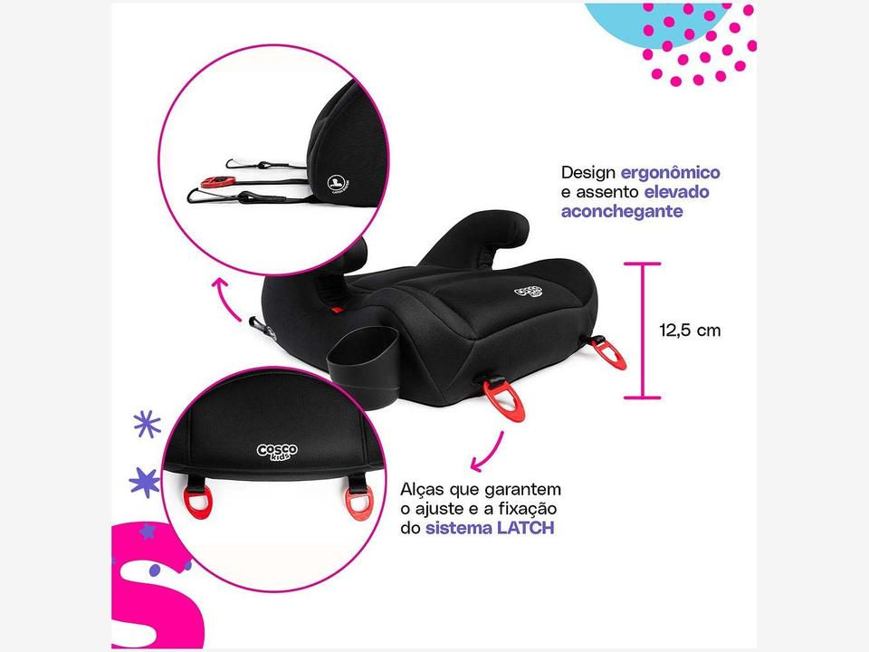 Assento de Elevação Cosco Kids Moon Fix 15 a 36kg Preto - 2