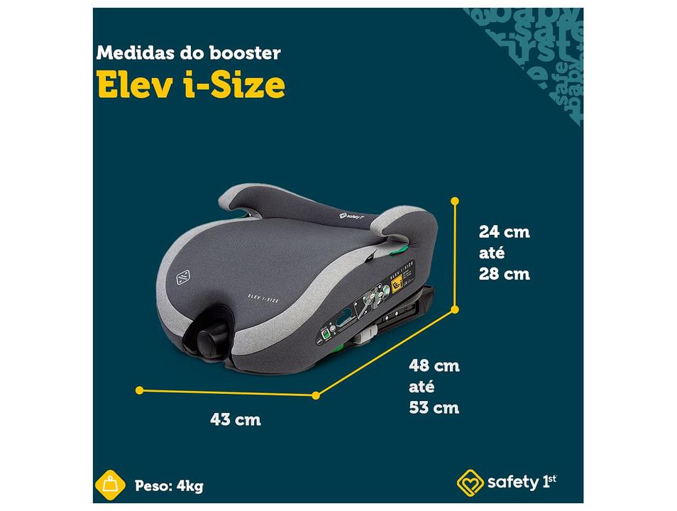 Assento de Elevação Safety 1st Elev i-Size Altura Regulável 15 a 36kg Cinza - 8