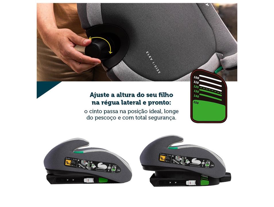 Assento de Elevação Safety 1st Elev i-Size Altura Regulável 15 a 36kg Cinza - 2