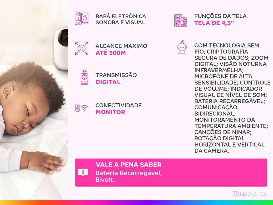 Babá Eletrônica Motorola BLISS54 Tela de 4,3” Comunicação Bidirecional - 1