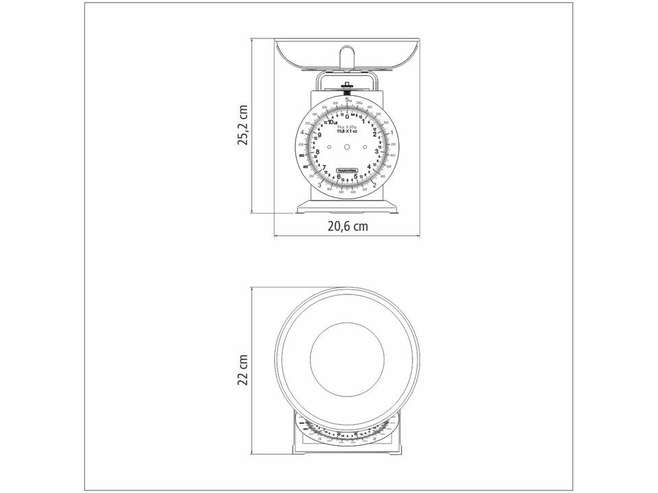 Balança de Cozinha Analógica Tramontina 5kg Inox Adatto 61101040 - 3