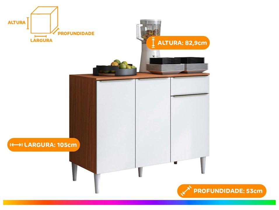 Balcão de Cozinha com tampo Aramóveis 3 Portas 1 Gaveta Prime - 1