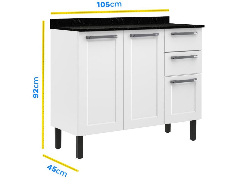 Balcão de Cozinha com Tampo Itatiaia 3 Portas 2 Gavetas Florença - 4