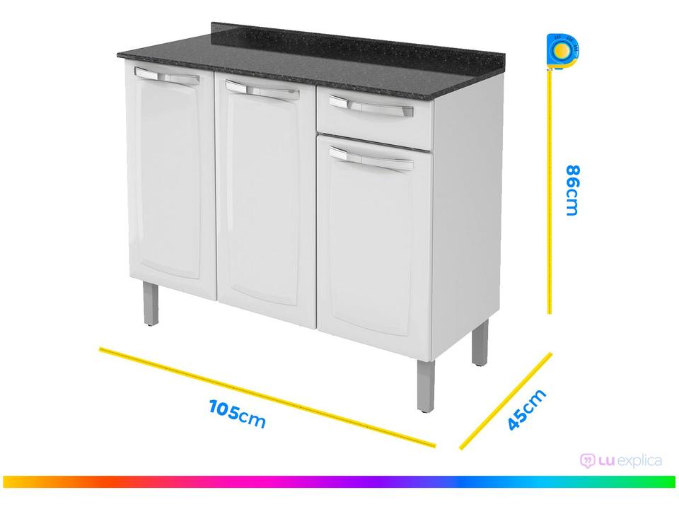 Balcão de Cozinha com Tampo Itatiaia Aço - 16