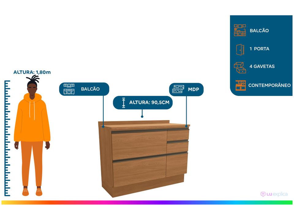 Balcão de Cozinha com Tampo Kappesberg Maxxi - 1