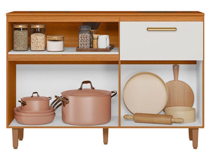 Balcão de Cozinha com Tampo Poliman Moveis 3 Portas 1 Gaveta - 2