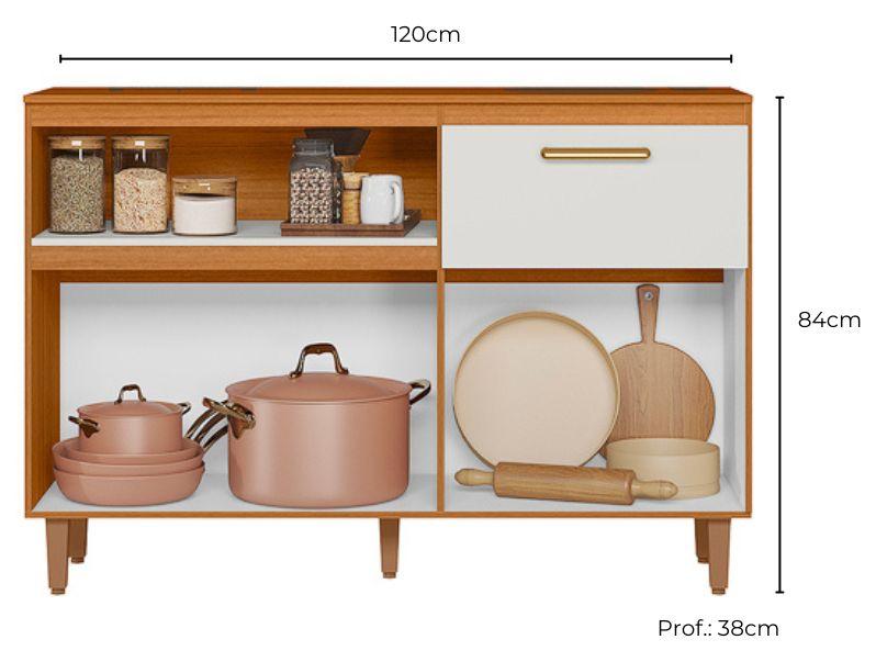 Balcão de Cozinha com Tampo Poliman Moveis 3 Portas 1 Gaveta - 1