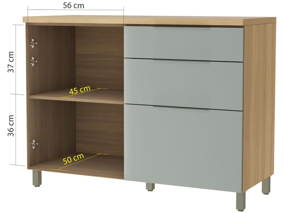 Balcão de Cozinha Nesher 100% MDF 1 Porta 3 Gavetas Marquesa - 1