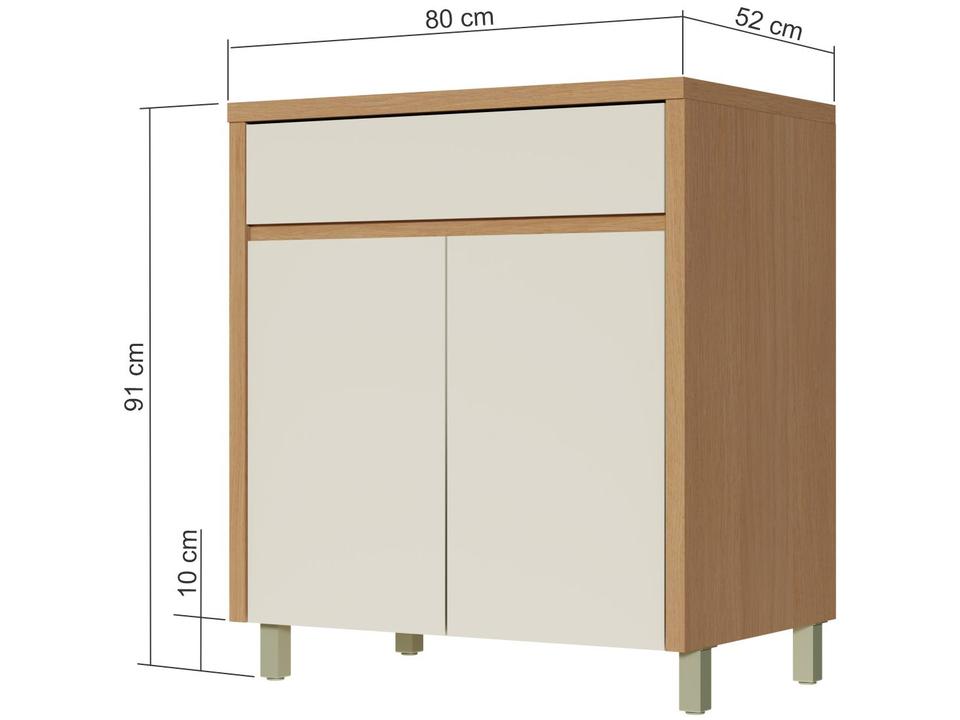 Balcão de Cozinha Nesher 100% MDF 2 Portas 1 Gaveta Condessa - 2