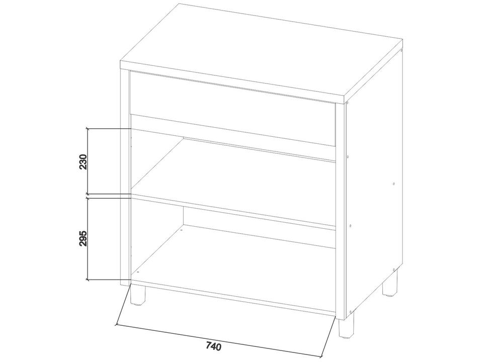 Balcão de Cozinha Nesher 100% MDF 2 Portas 1 Gaveta Condessa - 3