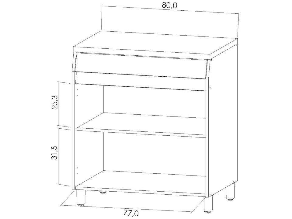 Balcão de Cozinha Nesher 100% MDF 2 Portas 1 Gaveta Simone Mendes - 4