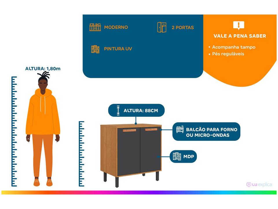 Balcão de Cozinha para Forno ou Micro-ondas Itatiaia 2 Portas Nápoles - 1