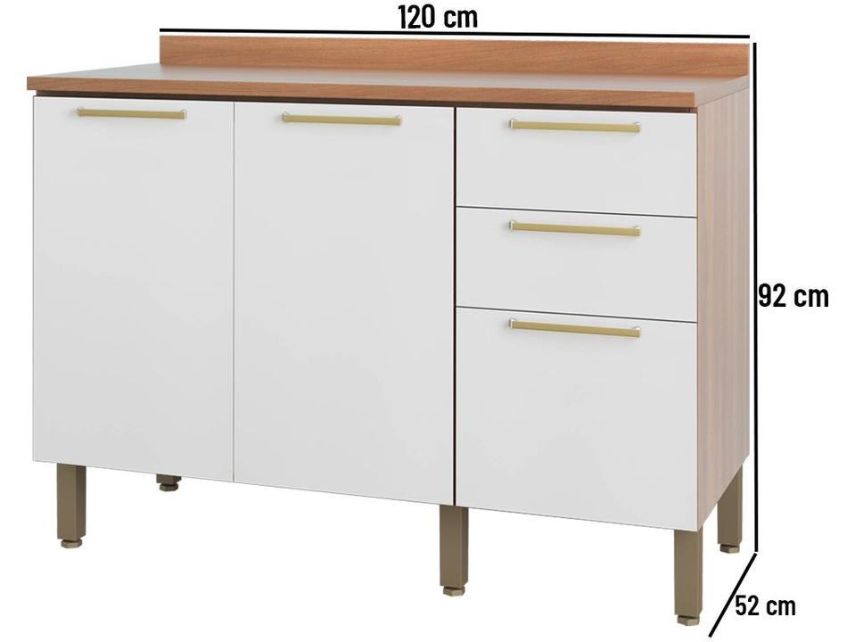 Balcão de Cozinha Telasul 2 Portas 3 Gavetas Sálvia - 7