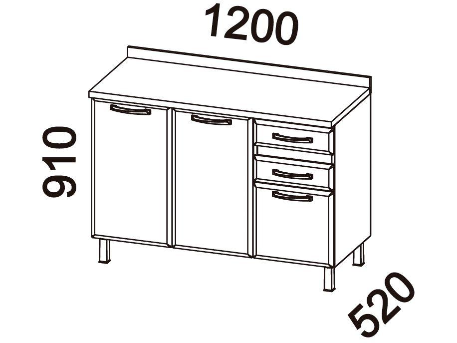 Balcão de Cozinha Telasul Aço 3 Portas 2 Gavetas Ágata - 3
