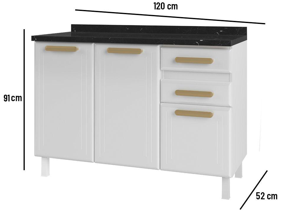 Balcão de Cozinha Telasul Aço 3 Portas 2 Gavetas Ágata - 2