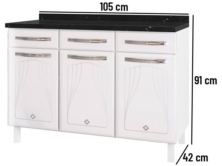 Balcão de Cozinha Telasul Aço 3 Portas 3 Gavetas Cristal - 4