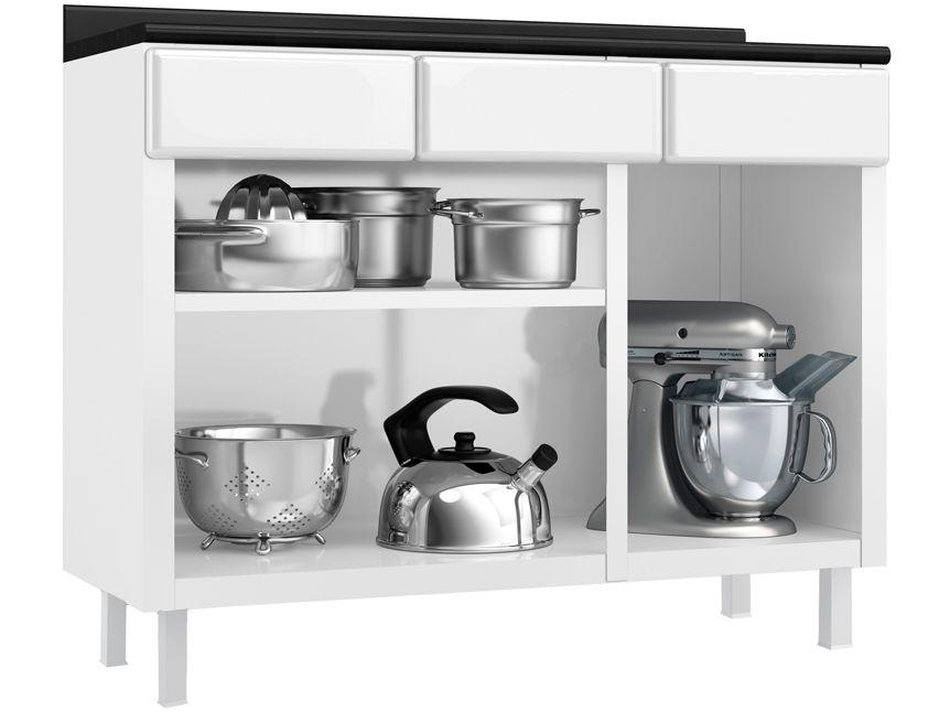 Balcão de Cozinha Telasul Aço 3 Portas 3 Gavetas Cristal - 3