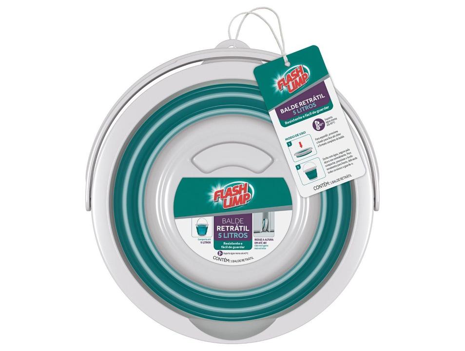 Balde Retrátil com Alça Verde Água 5L Flash Limp RET3512 - 4
