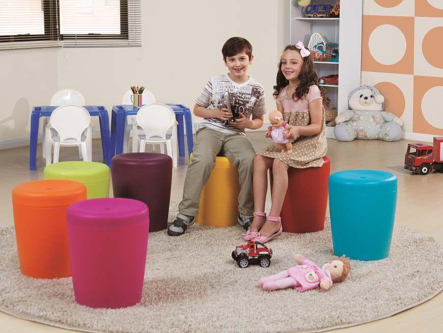 Banco Decorativo Multiuso Cilíndrico Preto Basic Tramontina - 1