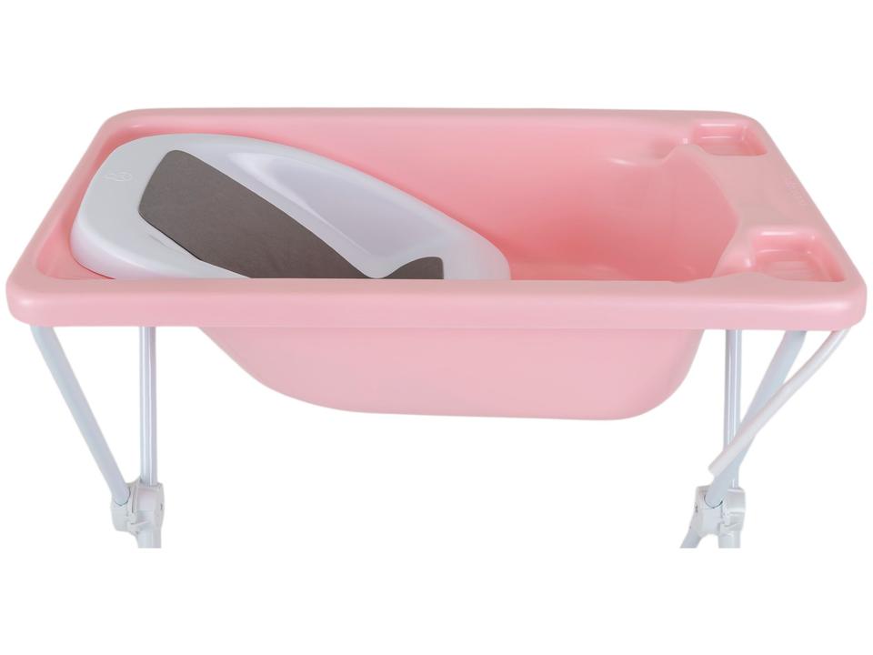 Banheira de Bebê com suporte Dobrável Galzerano Acqua Trio Rosa 20L - 4