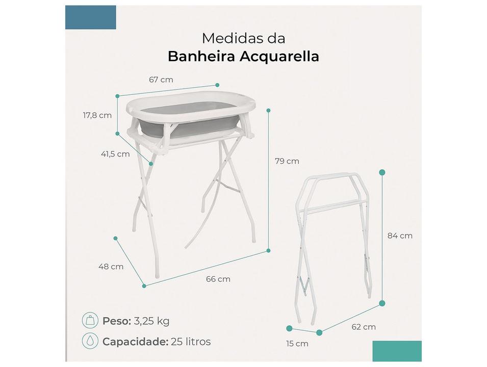 Banheira de Bebê com Suporte Dobrável Infanti Acquarella Cinza 25L - 4