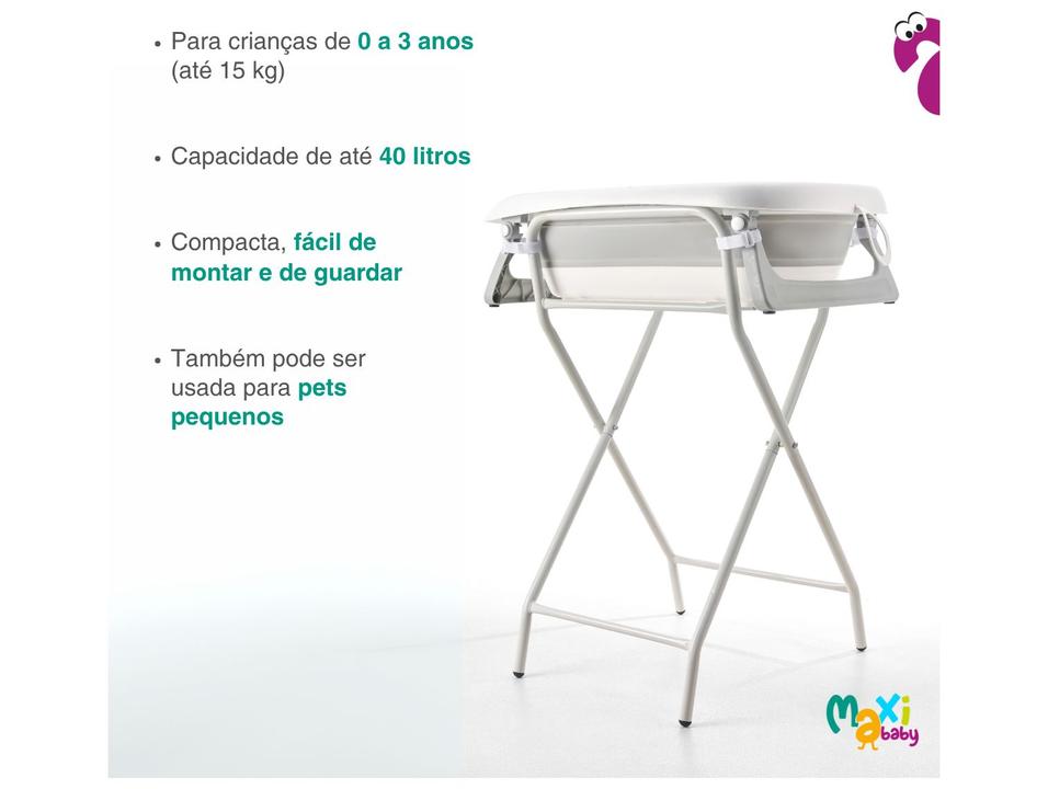 Banheira de Bebê com Suporte Dobrável Maxi Baby Wish Branca 40L - 3