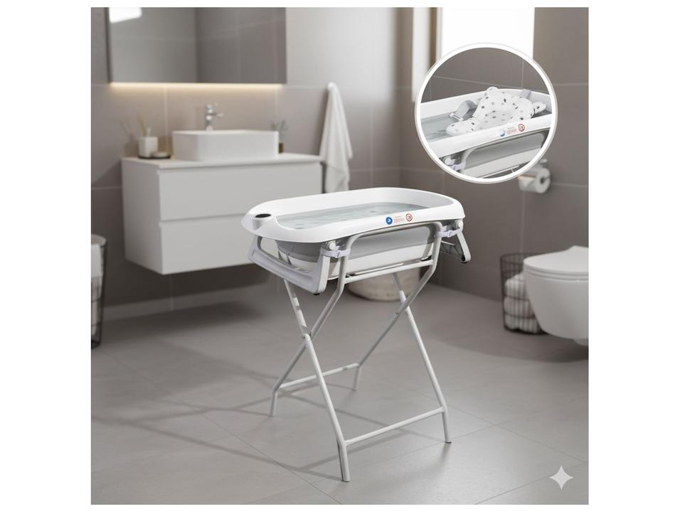 Banheira de Bebê com Suporte Dobrável Maxi Baby Wish Branca 40L - 6