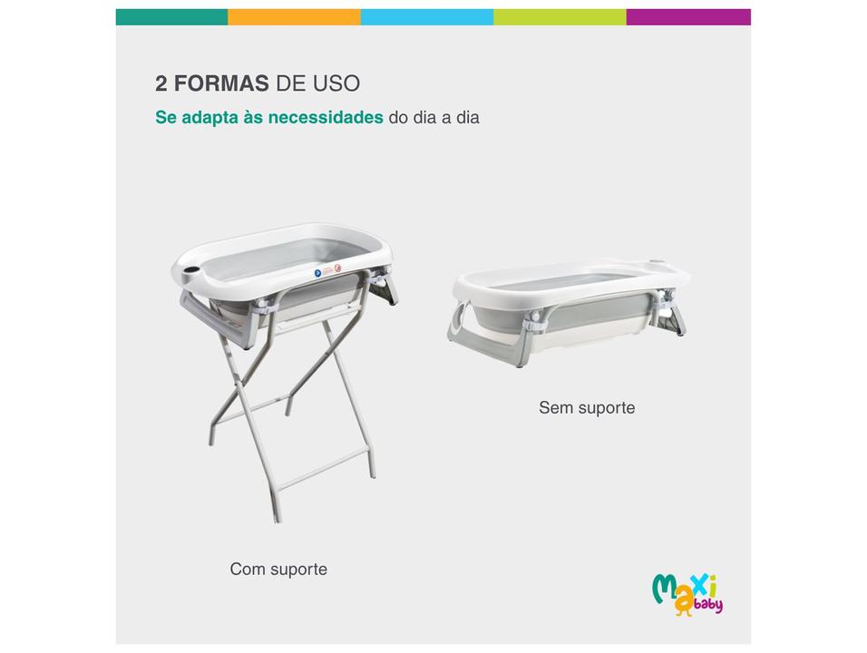 Banheira de Bebê com Suporte Dobrável Maxi Baby Wish Branca 40L - 4