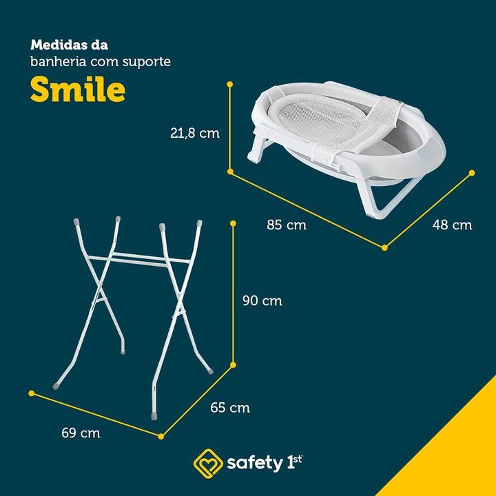 Banheira de Bebê com Suporte Safety 1st Smile Grey 35L - 5
