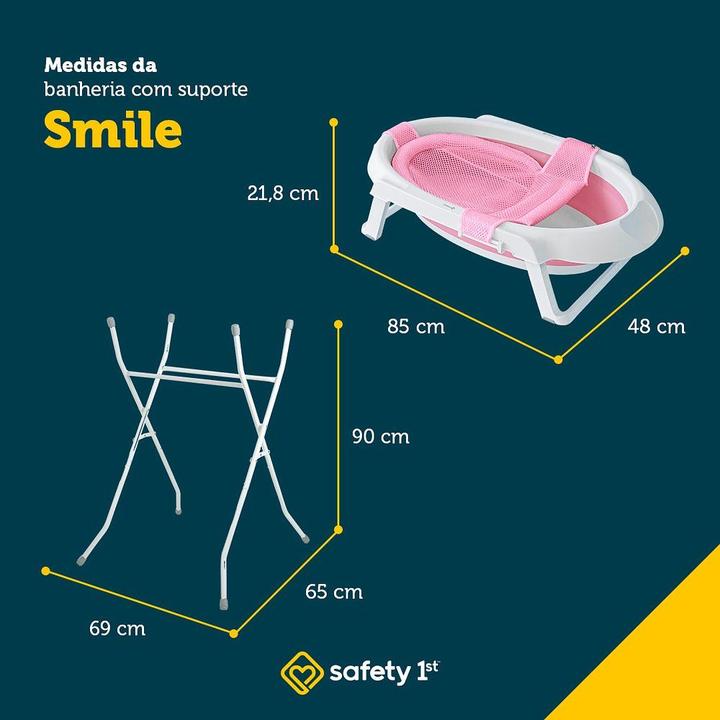 Banheira de Bebê com Suporte Safety 1st Smile Rosa 35L - 5