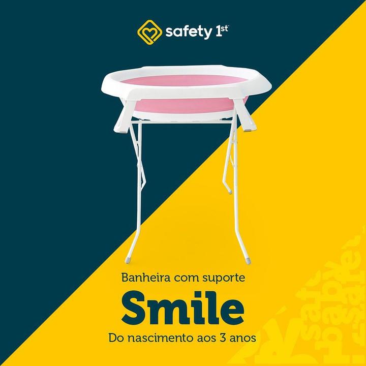 Banheira de Bebê com Suporte Safety 1st Smile Rosa 35L - 1