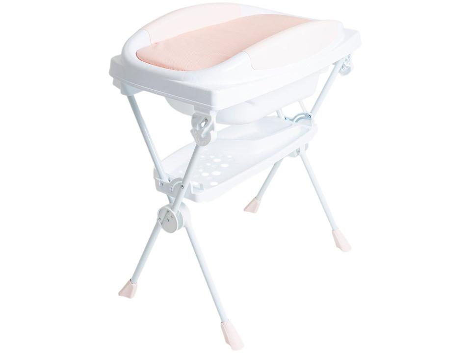 Banheira de Bebê com Trocador Galzerano Premium Branco e Rosa - 1