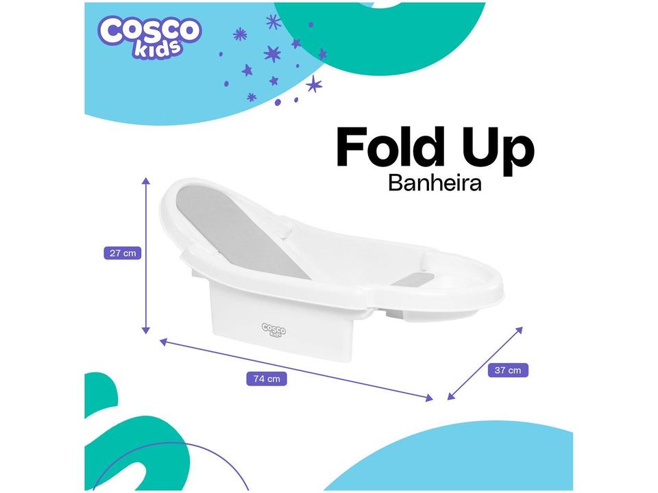 Banheira de Bebê Cosco Kids Fold Up Branco e Cinza 3L - 4