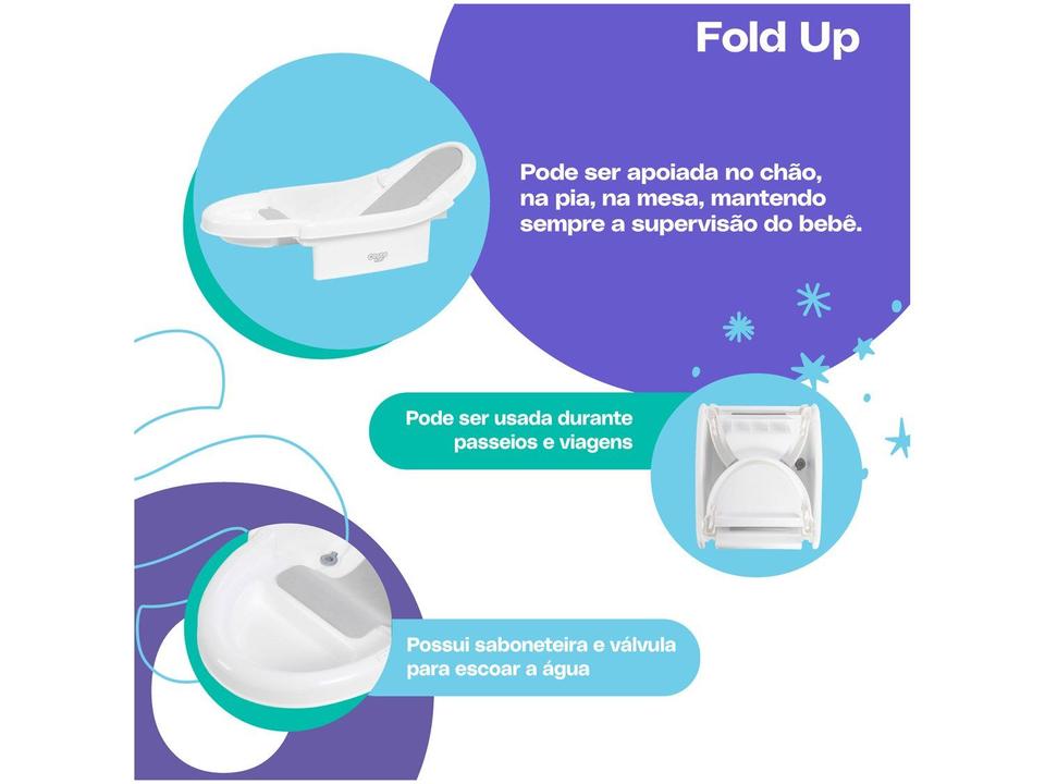 Banheira de Bebê Cosco Kids Fold Up Branco e Cinza 3L - 2