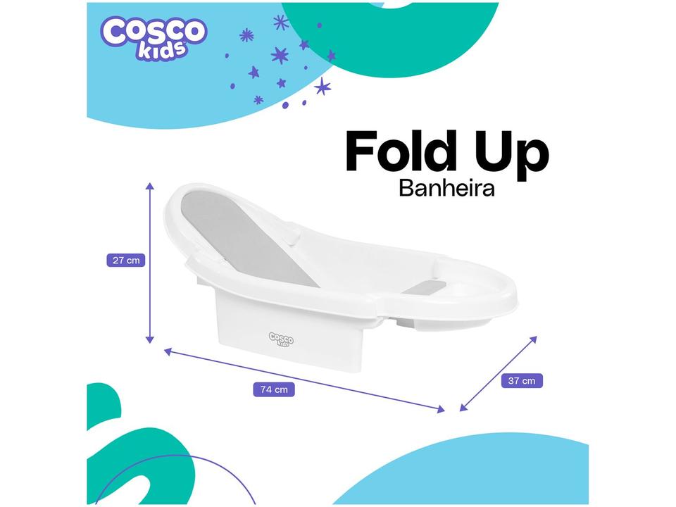 Banheira de Bebê Cosco Kids Fold Up Branco e Cinza 3L - 4