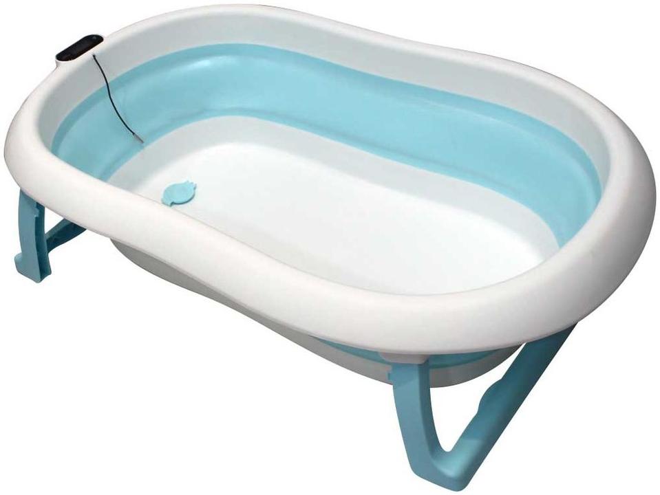 Banheira de Bebê Dobrável com Termômetro Premium Baby Happy Baby Azul 28L - 1